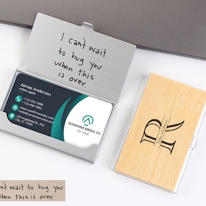 Personalisierte Visitenkartenhalter aus Holz, Visitenkartenbox für Handbeschriftung, Geschäftsgeschenk, Geschenk für Papa