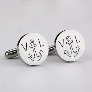 Personalized Classic Round Cufflinks, Monogrammed Cuff Links, Custom Initial and Date Cufflinks,Monogrammed Cuff Links,Gift for Husband
