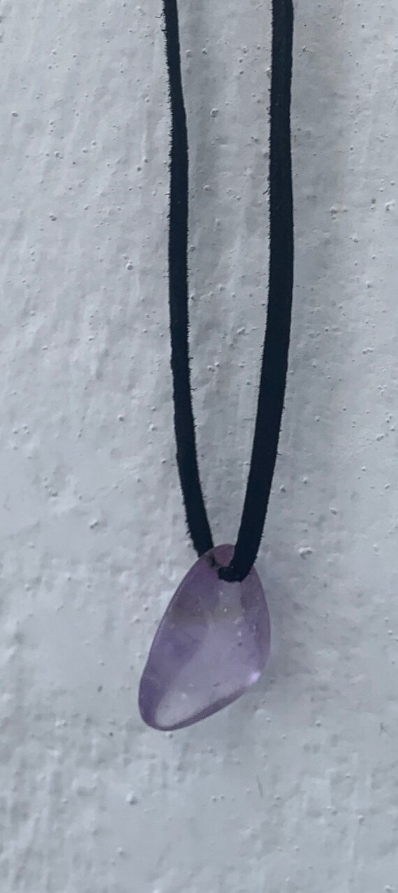 Mens Amethyst Necklace on a Black Deer 
