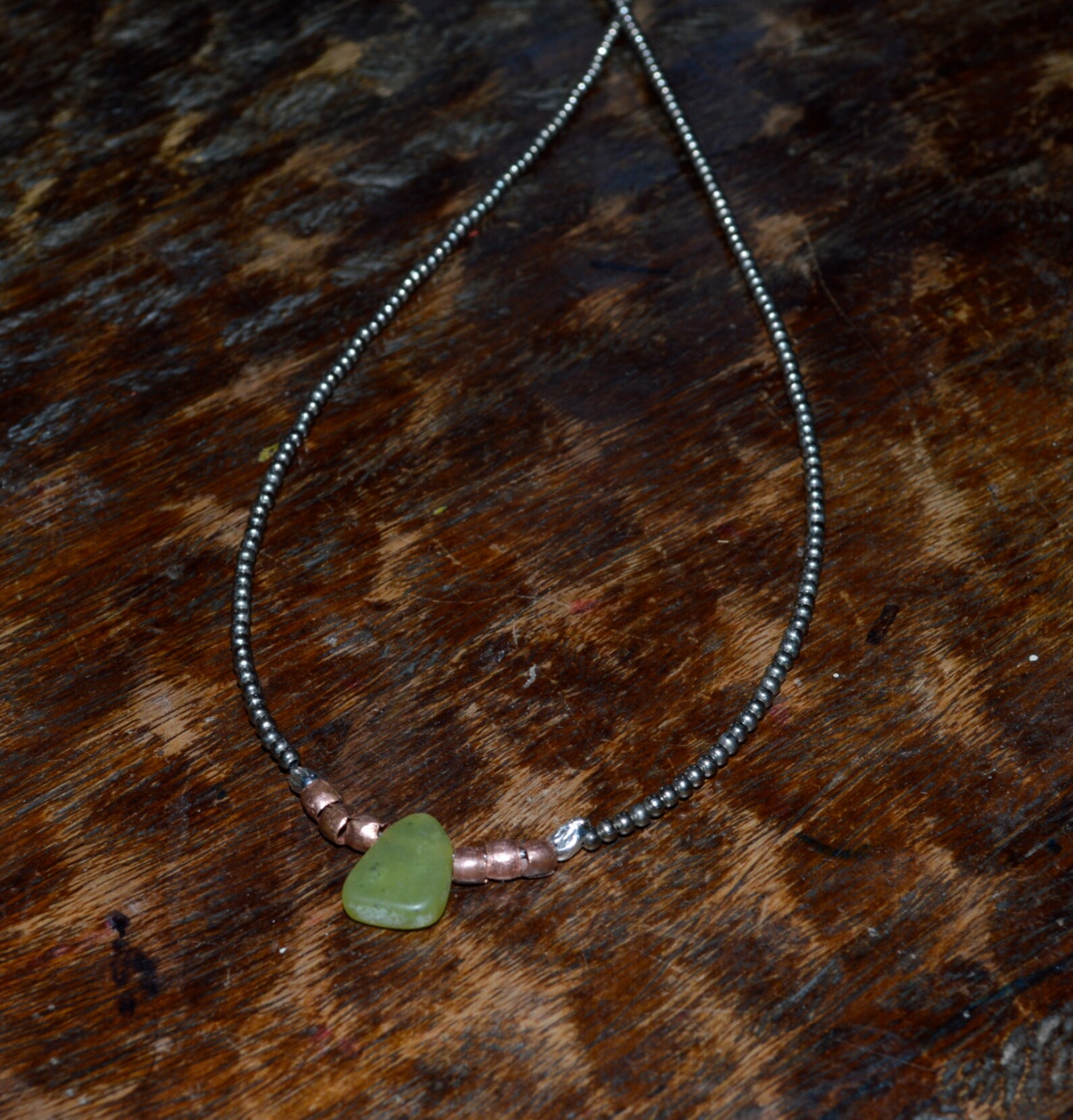 Mens Long Metal Bead and Jade Necklace Mens Jade Necklace Etsy