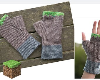 MITTS CROCHET PATTERN - minecraft-inspired dirt block kids' mitts