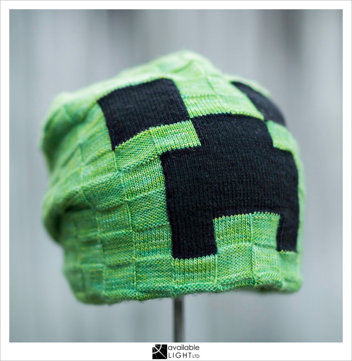HAT KNITTING PATTERN Creeper Update minecraft Hat for Grownups Etsy