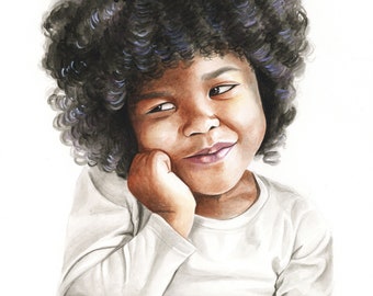 CUSTOM watercolor portrait - children's portrait family portrait