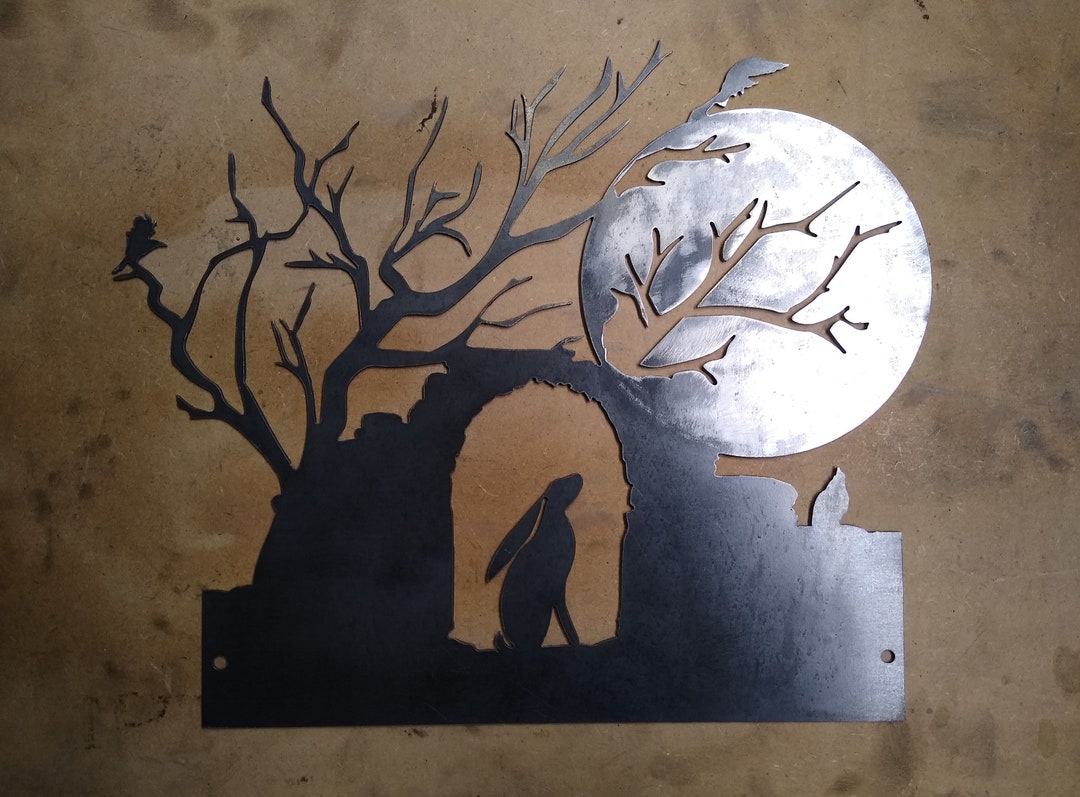 Moon Gazing Hare Wall Art. Etsy UK