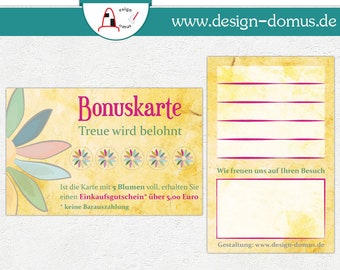 25, 50 oder 100 Mini-Bonuskarten "bunte Blume"