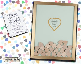 Wedding Guest Book Alternative Idea Custom Wedding Heart Drop Shadow Box Guestbook Unique Guest Books Personalized Wood Frame Guestbooks