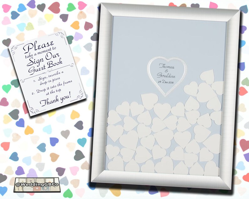 Wedding Guest Book Heart Drop in Top Heart Shadow Box Frame Etsy
