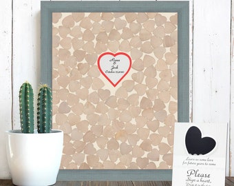 Unique Guest Book Idea Wedding Heart Drop Box Shadowbox Frame Custom Rustic Guestbook Personalize Reception Guestbook Alternative