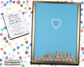 thumbnail image 2 of Wooden Picture Frame Guest Book Alternative – With 90+ Signing Hearts, For Weddings, Baby Showers, Parties 2 of 9