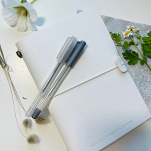 Polar White Faux Leather Wrap A5 Refillable Journal Notebook Polar White with plain pages inserts. image 1