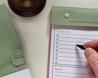 Mint Green Faux Leather A5 Refillable desk notepad  - mint green with lined pages insert. Perfect teacher friend gift