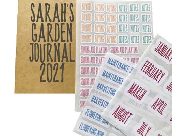 Garden journal starter pack - personalised notebook and stickers perfect for the gardener as a gift or bullet journaling