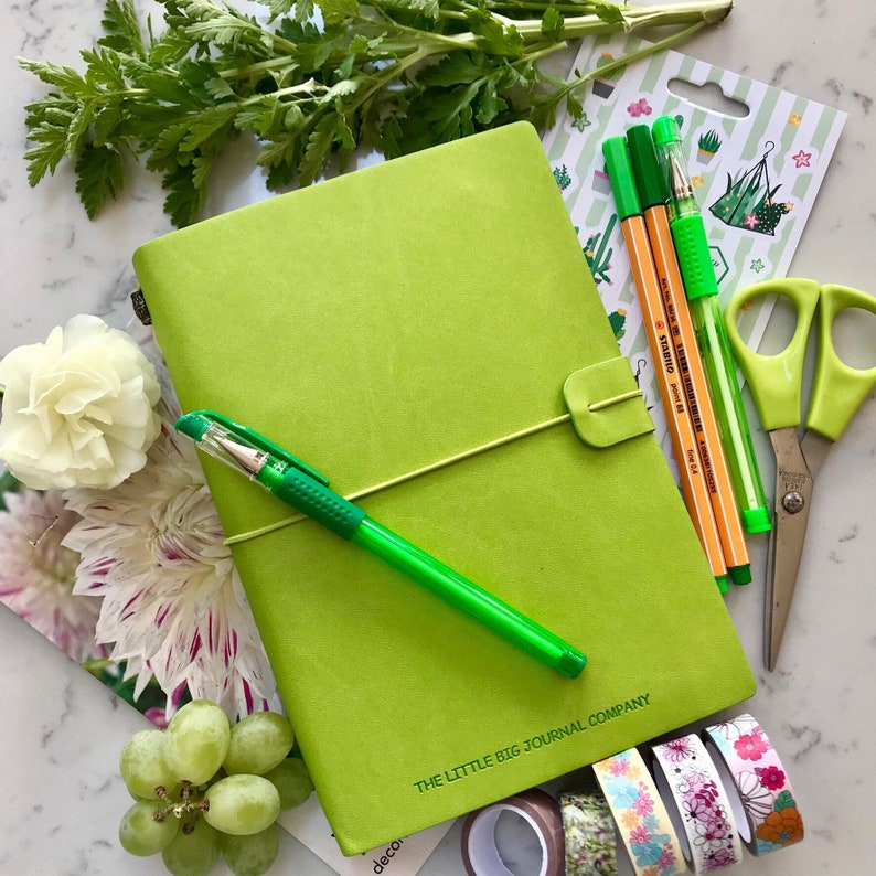 Faux Leather Wrap A5 Refillable Journal Notebook Green with Etsy