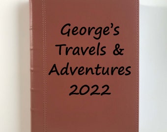 Personalised Leather Travel Adventures Journal, A ruled book to keep all your travel notes safe. Travel notebook. Creative journal