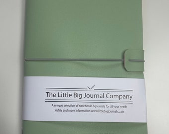 Mint Green Faux Leather Wrap A5 Refillable Journal Notebook -mint green with plain pages inserts.