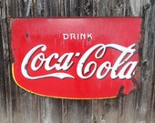 Drink Coca-Cola Double Sided Porcelain Storefront Hanging Sign Dated 1935, Large Size, 4ft Wide by 3ft Tall