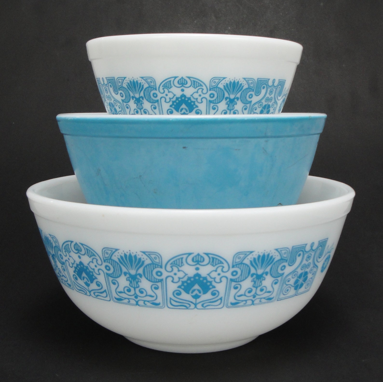 1970s Vintage Pyrex Horizon Blue 30041 3Piece Mixing Bowl Etsy