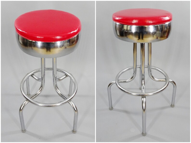 1940s 1960s Vintage Steak Shake Diner Bar Stool By Vitro Image 0