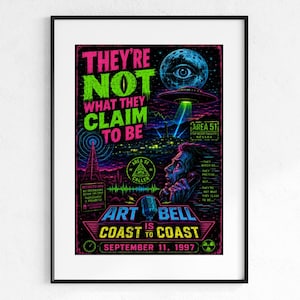 The Area 51 Caller, Art Bell Late Night Paranormal Radio Neon Blacklight Style Poster