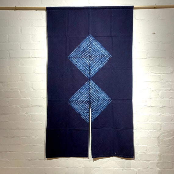 New Cotton Noren (Tie-dye Indigo, Two Squares)