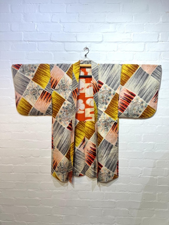 Circa 1920's - 30's Meisen Flat Woven Silk Haori Kimono Jacket
