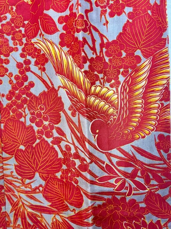 Circa 1920-30s Vintage Silk Kimono : Red, Grey, a… - image 4
