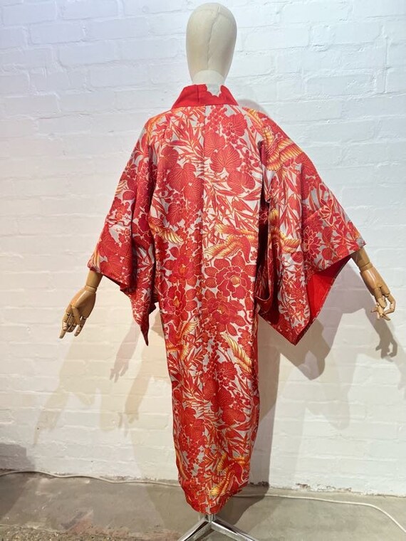 Circa 1920-30s Vintage Silk Kimono : Red, Grey, a… - image 5