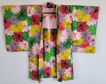 Zijden MEISEN plat geweven ikat haori-kimonojack uit circa 1920