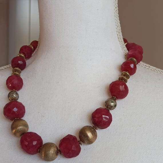 Ruby Root Bead Necklace – Natural Ruby Root Stone… - image 1
