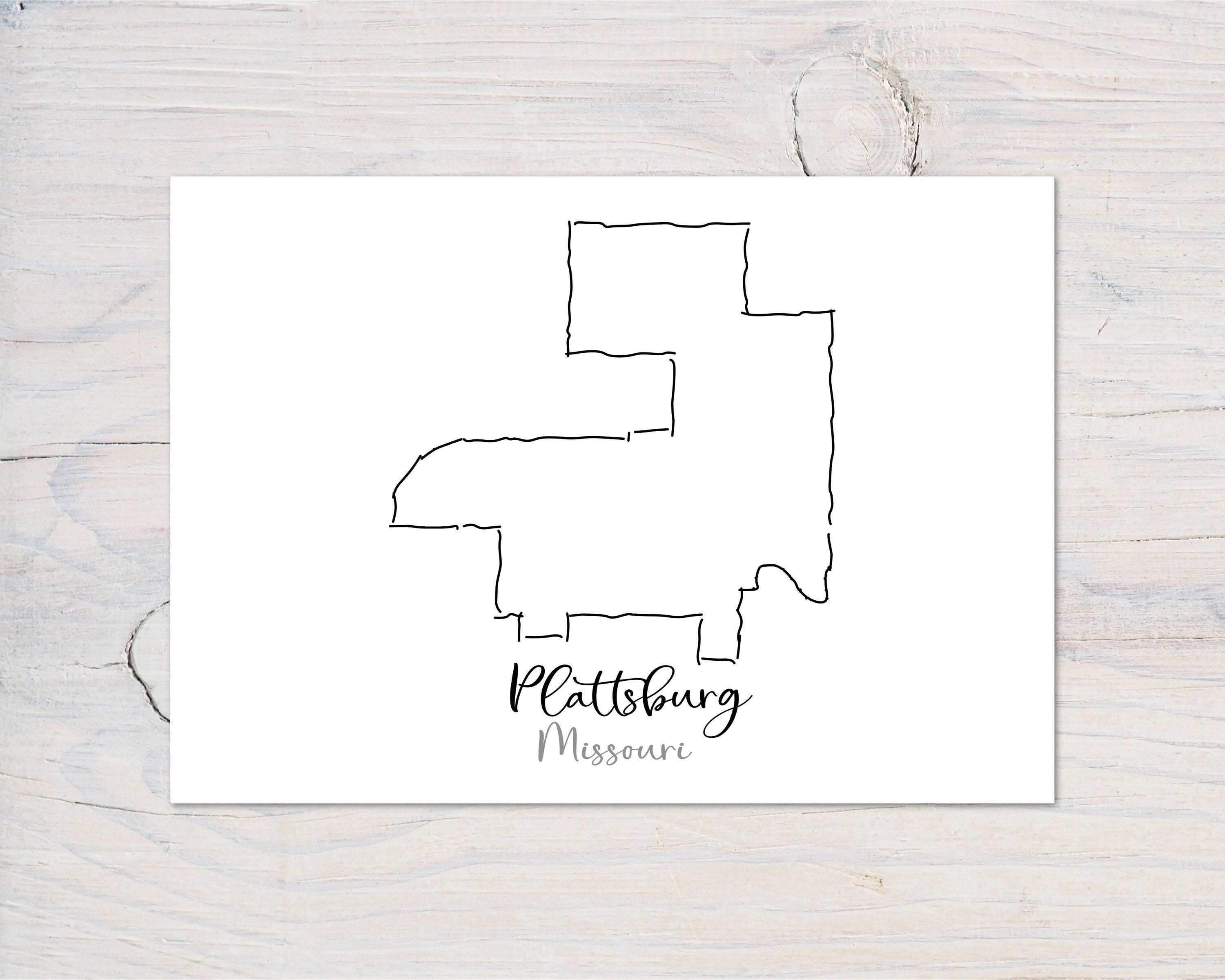 Plattsburg Map, Plattsburg Art, Plattsburg Print, Plattsburg Poster