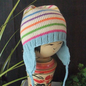 Rainbow knitted hat & separate mittens image 1