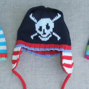 Skull knitted cotton hat & separate mittens