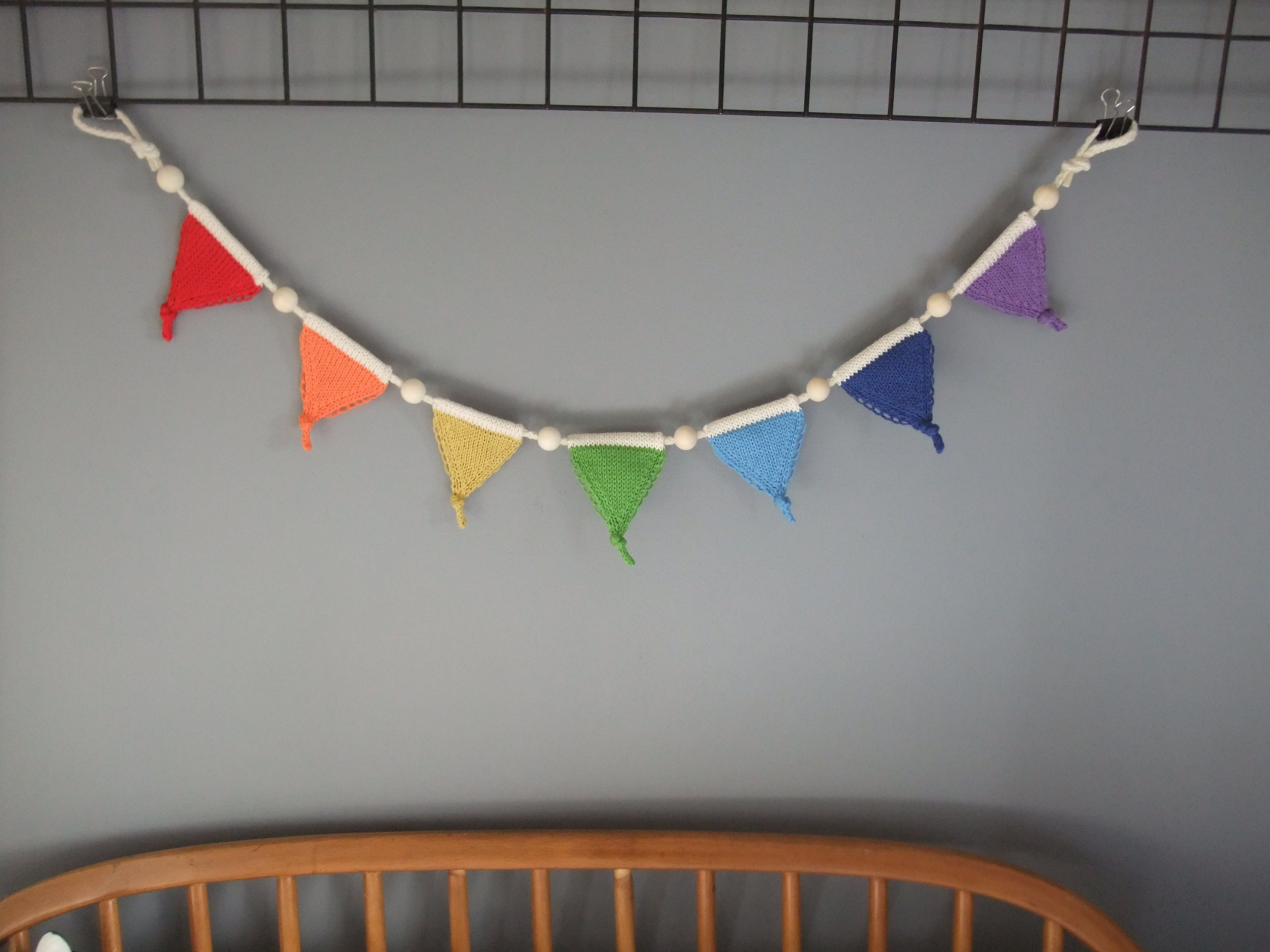 Garland, Knitted Rainbow Garland, Mini Bunting, Nursery Decor, Kids