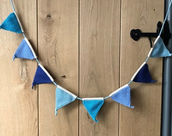 Banderines, banderines azules, banderines de punto, decoración de guardería, decoración de sala de juegos, decoración de casa de juegos, decoración de jardín, decoración de casa de verano, decoración de autocaravana