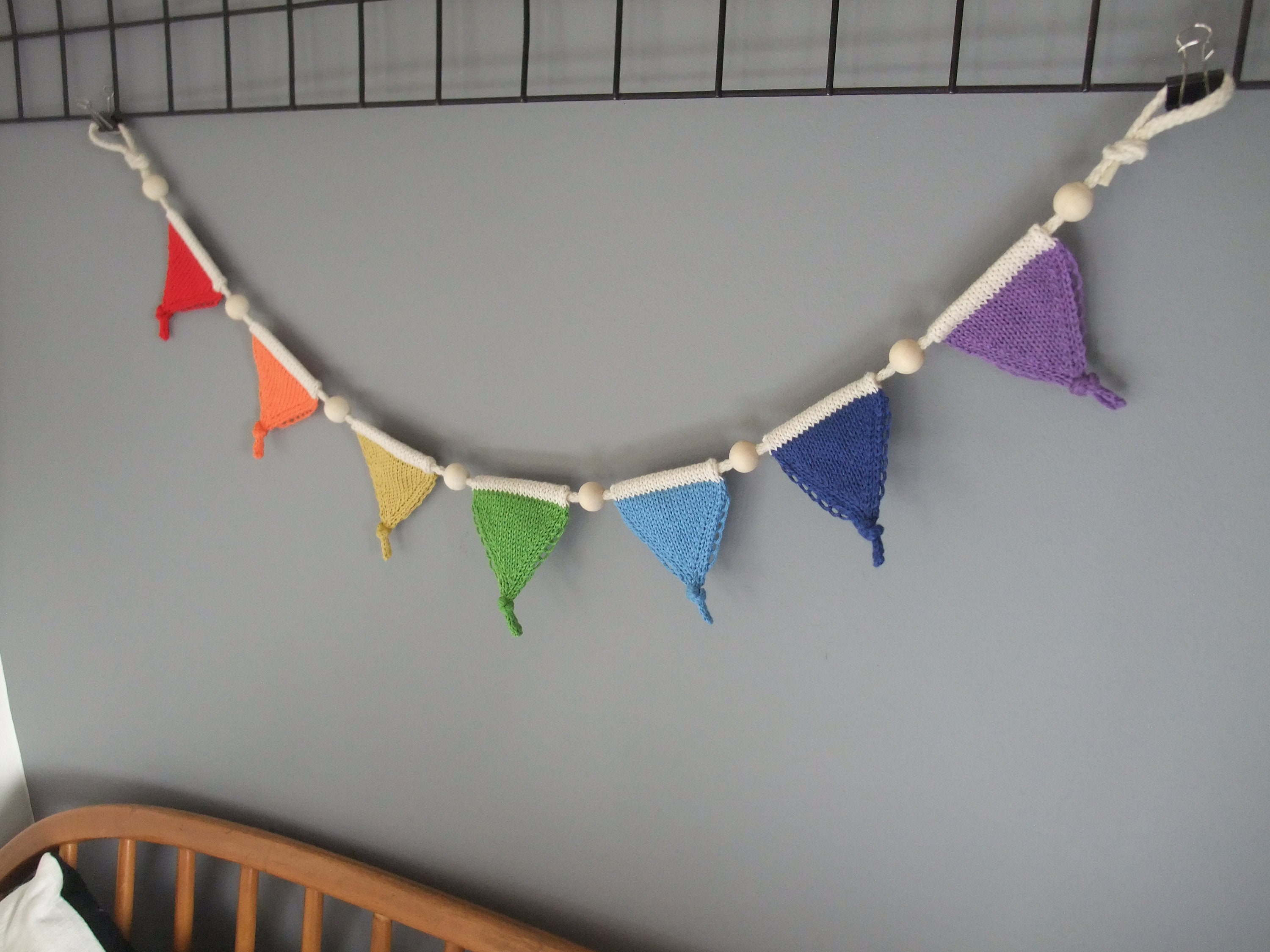 Garland, Knitted Rainbow Garland, Mini Bunting, Nursery Decor, Kids