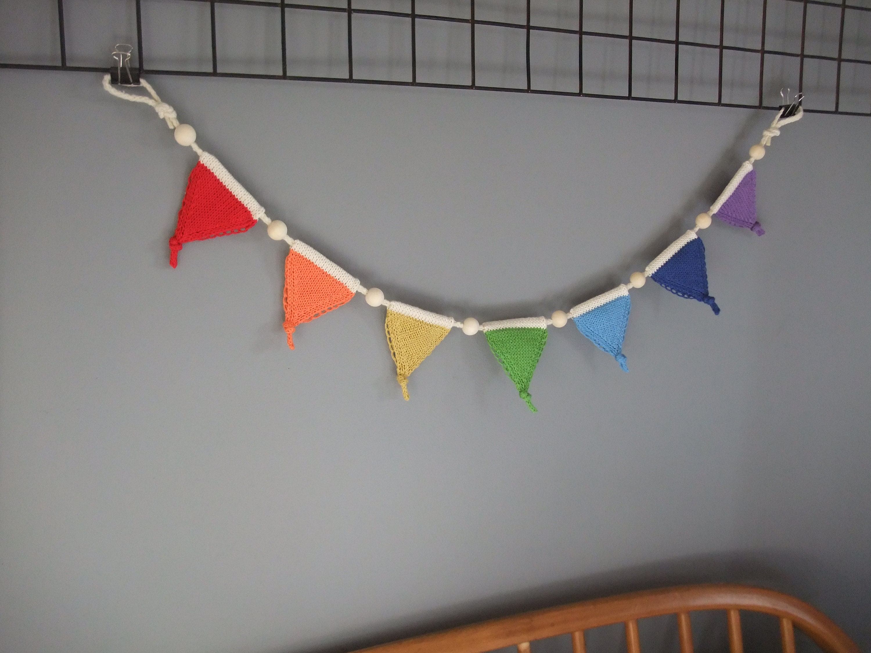 Garland, Knitted Rainbow Garland, Mini Bunting, Nursery Decor, Kids