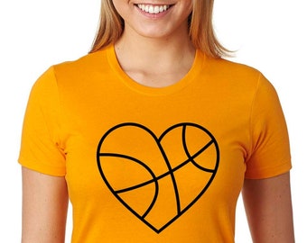 Basketball Heart Ladies Fitted or Unisex Tee. Love Basketball. Basketball Mom. Gift For Her. Mom Gifts. Team Mom. Team Mom Gifts