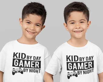 Kid By Day Gamer By Night T-Shirt, Toddler Tee. Infant Tee. Fun Gamer Shirt