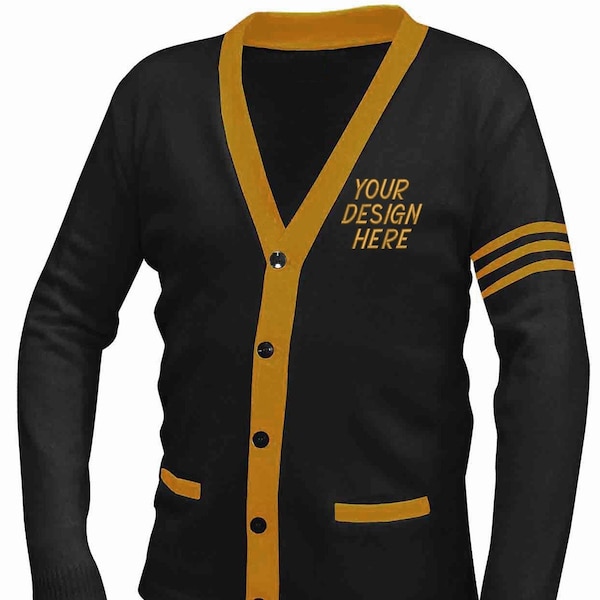 Custom Varsity Cardigan Black Etsy