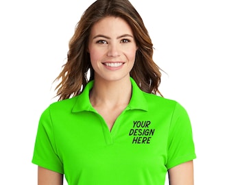 Custom Embroidered Ladies Performance Polo Shirt - Includes Left Chest Embroidered Text Or Logo. SLST640