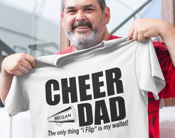 Camiseta All I Flip Is My Wallet Cheer Dad, All-Star Cheer Dad, Proud Cheer Dad, Camisetas Masculinas, Presentes para o Dia dos Pais