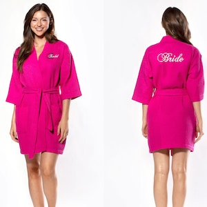 Bride or Bridesmaid Waffled Kimono Robes, Birthday Gift, Bridesmaid Gift, Bridal Robe, Bridal Party Robes, Girls Trip Robe