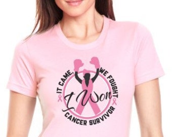 I Won Breast Cancer Awareness Shirt, Survivor Tee, October Pink Ribbon Shirt, Support Breast Cancer Survivor, Womens Tee