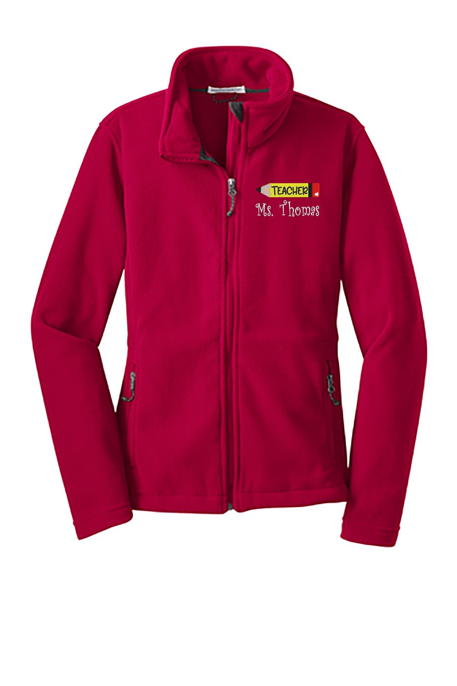 Embroidered Ladies Personalized Teacher Fleece Jacket. Fully ...