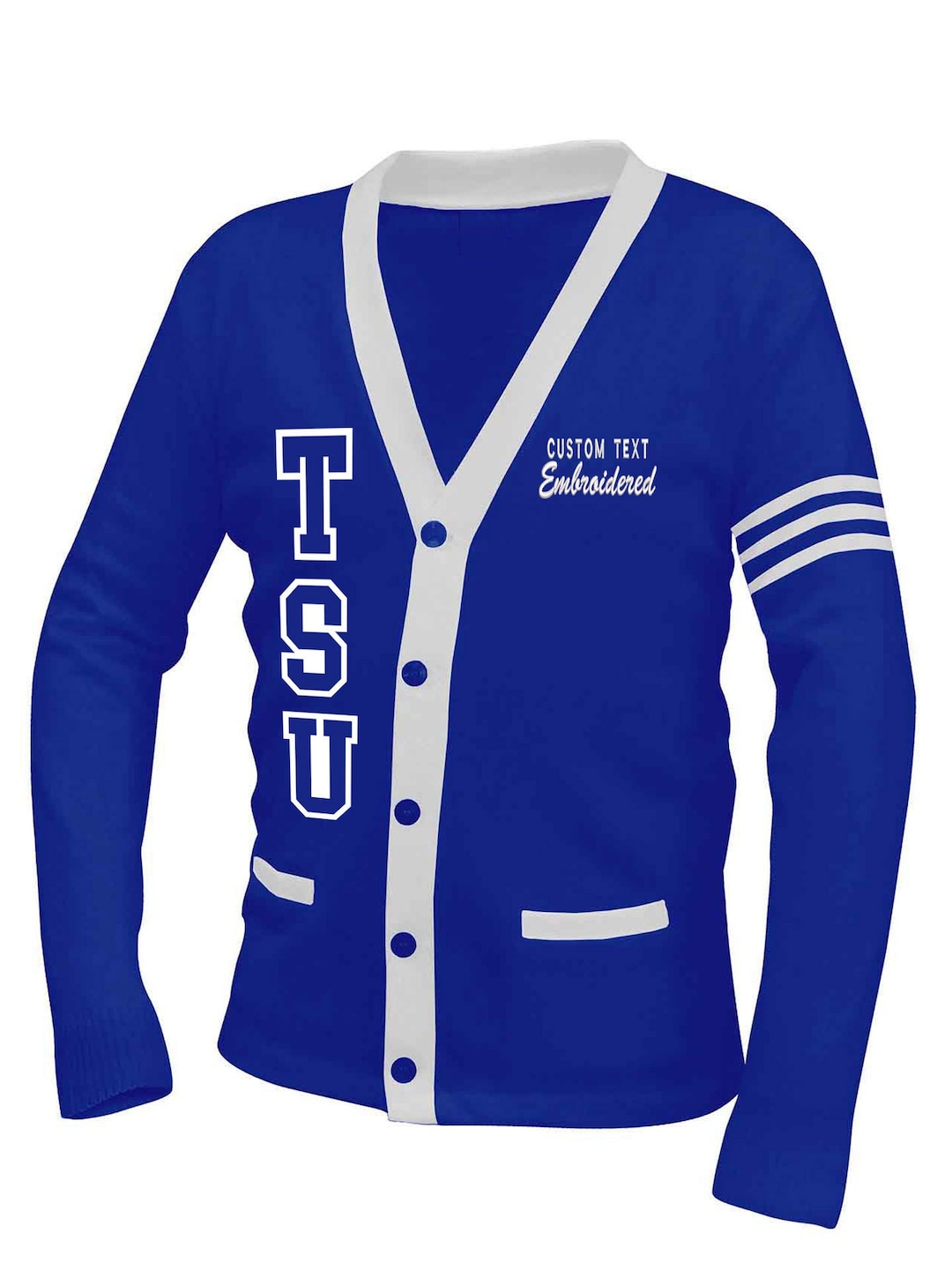 Royal White Custom Embroidered Unisex School Cardigan