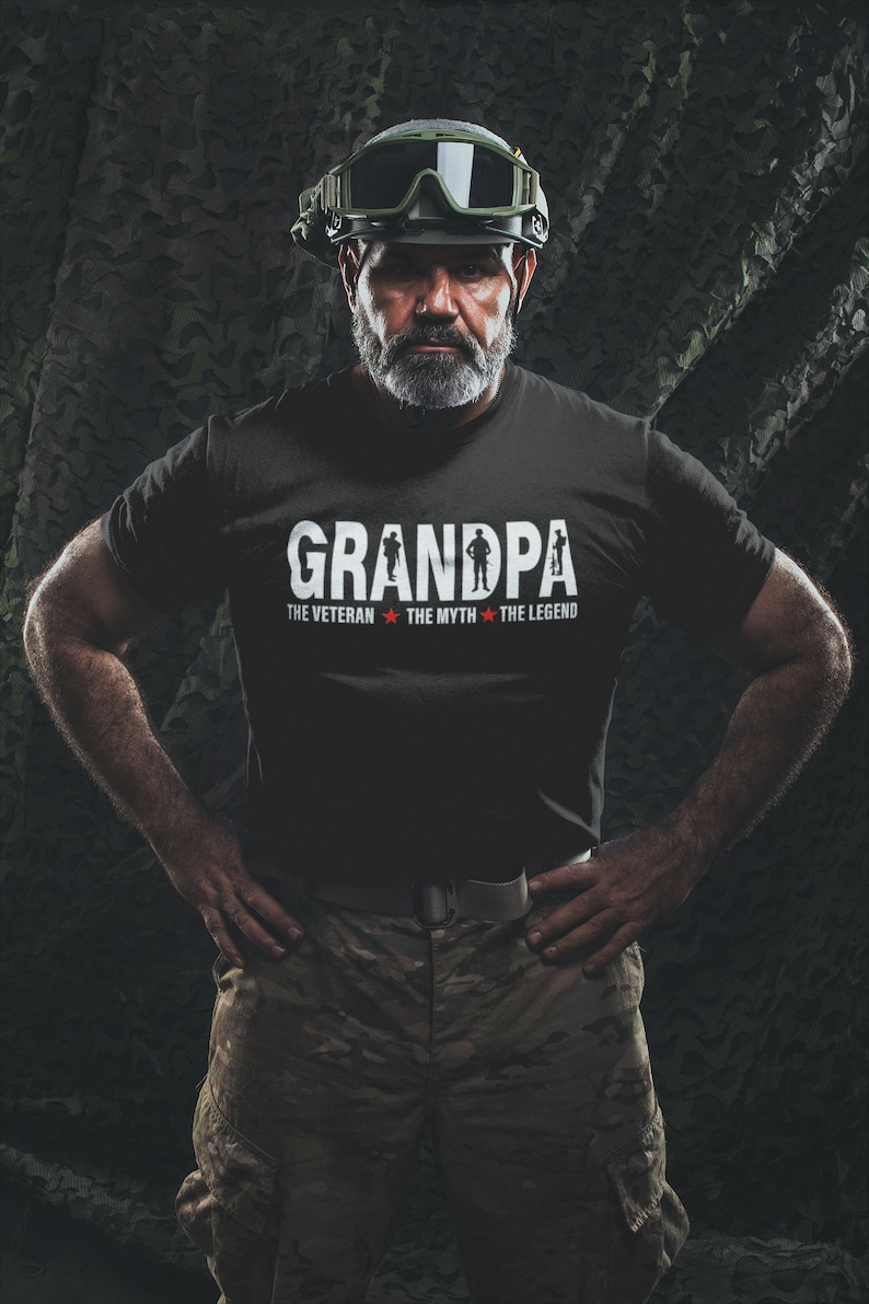 Grandpa, The Veteran, The Myth, The Legend Tee, Gift For Him, Military Gifts, Veteran Gift, Retirement Gift, Dad Gift image 1