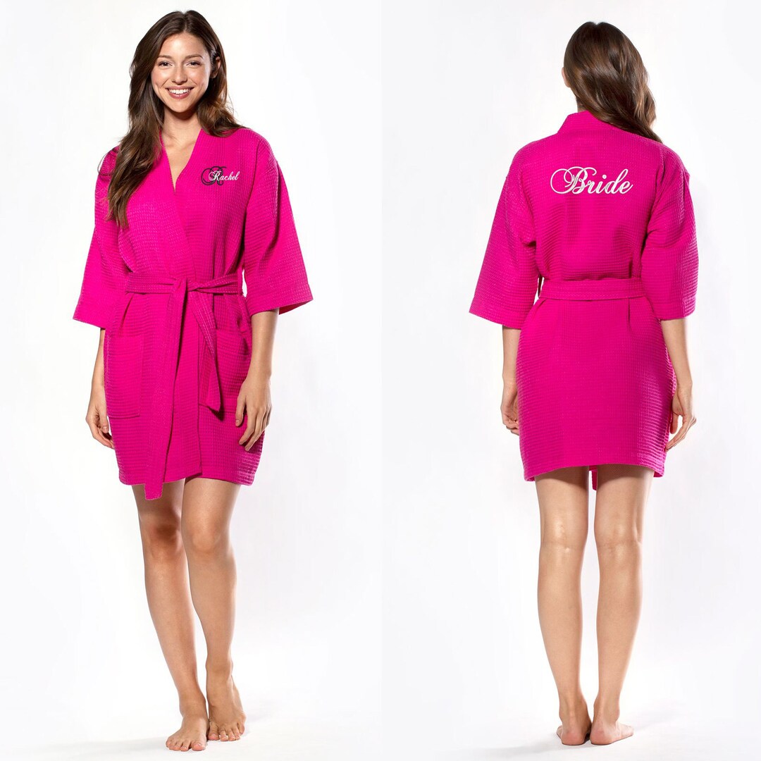 Bride or Bridesmaid Set of 2 Cotton Waffled Kimono Robes, Birthday Gift, Bridesmaid Gift, Bridal