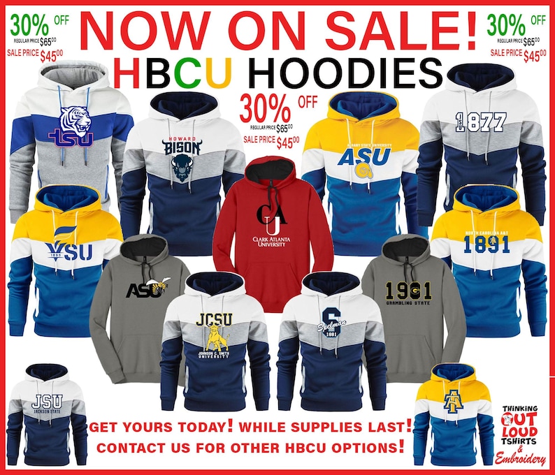 Sudadera con capucha bordada inspirada en la Universidad de Carolina del Norte de 1891, unisex, para HBCU imagen 2