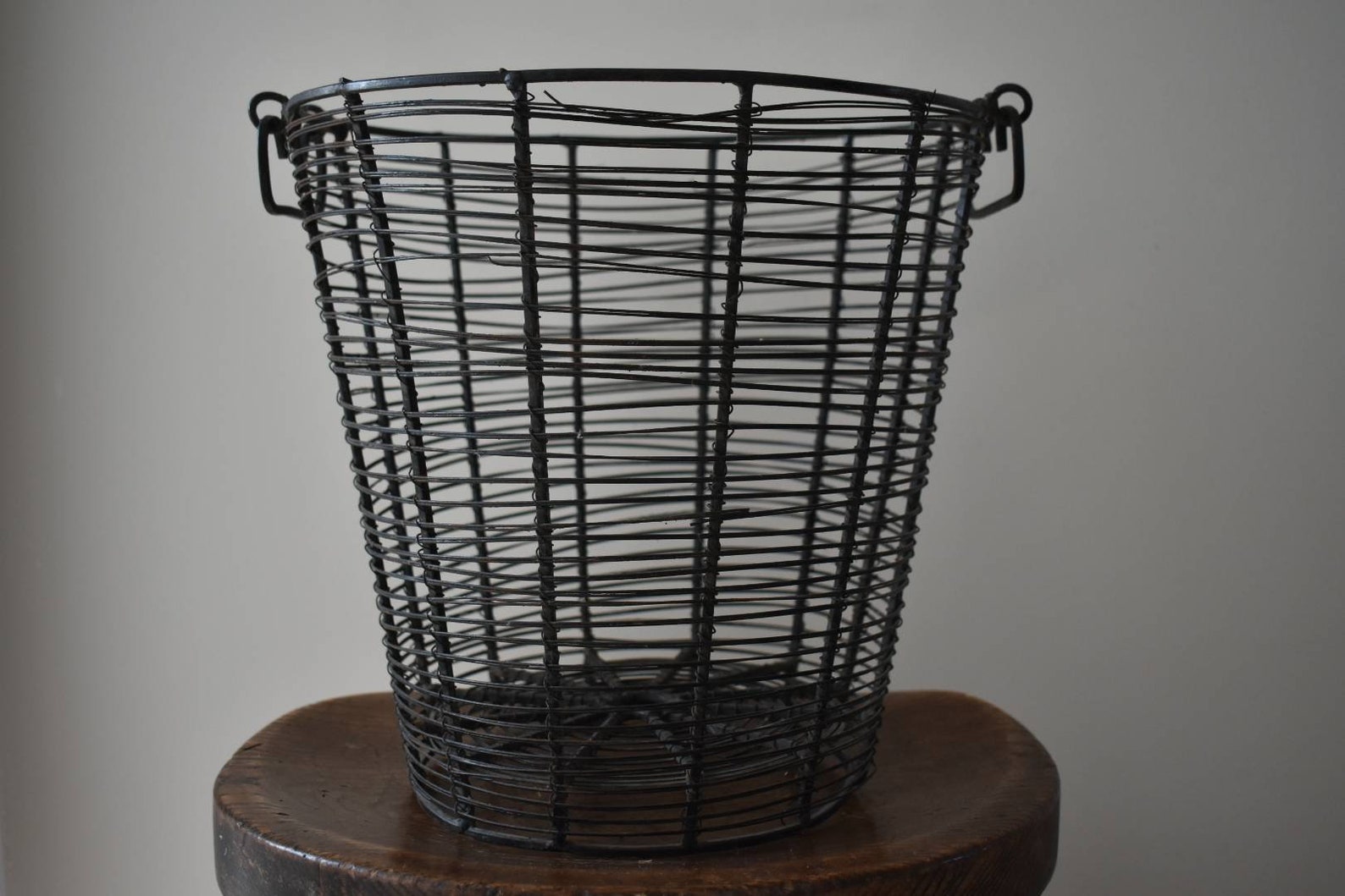 Vintage Tall Wire Storage Basket Industrial Wire Basket Etsy
