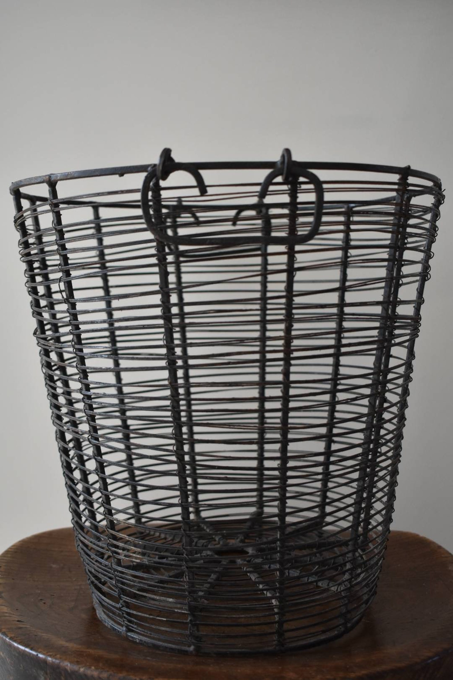 Vintage Tall Wire Storage Basket Industrial Wire Basket Etsy
